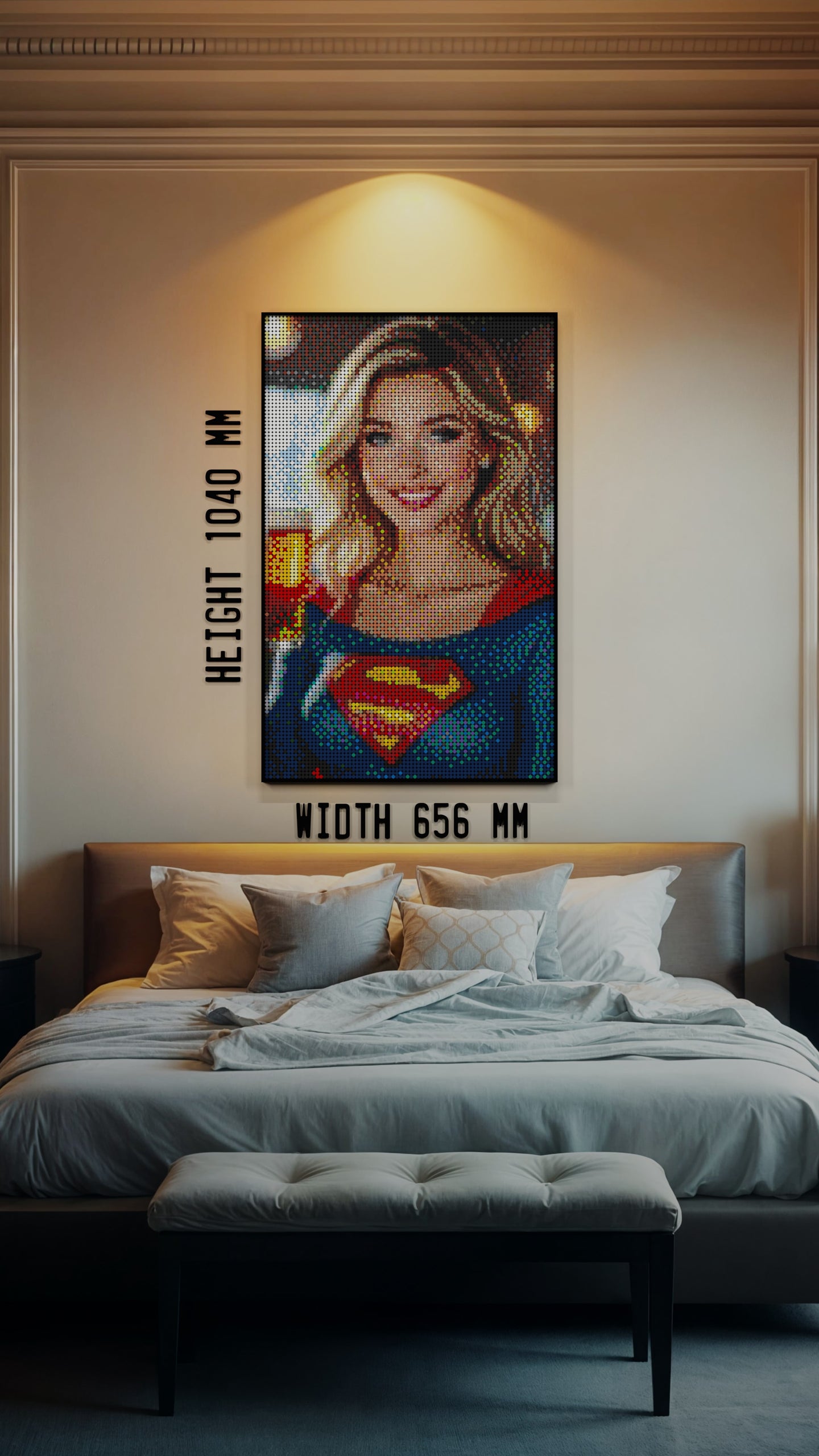 Supergirl DC LEGO® Style mosaic pixel art design for display
